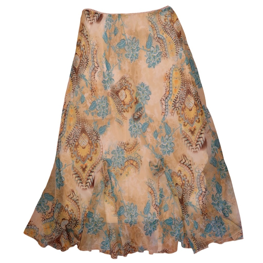 Floral Beige and Blue Women's Skirt